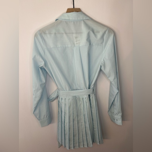 *NWT* And Now This Long Sleeve Pleated Wrap Mini Dress, Sz M, Pastel Blue - Picture 7 of 10